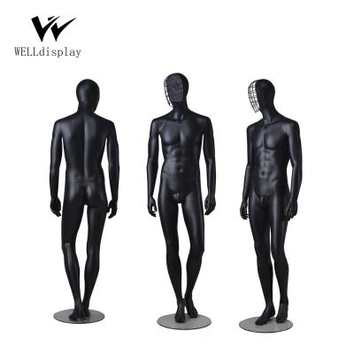 China Matt Black Oval Head Male Plus Size Mannequin Faceless Ghost Mannequin for sale