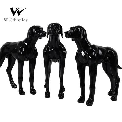 China Wholesale plus size GLOSS BLACK window display fiberglass dog mannequin for sale for sale