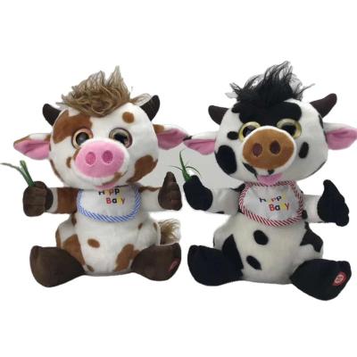 China Gift Kawaii Soft Singing Dancing Sitting Milk Cow Plush Stuffed Electric Toys With Music for sale