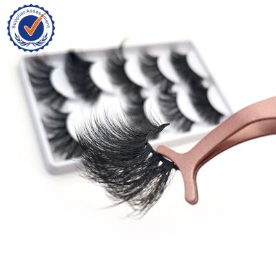 China Fake 25Mm Natural Soft Russian Mink Strip Lash Extensions, 3D Fluffy Natural Mink Full Strip Lashes With 3D Curl Custom Packing Wholesale for sale