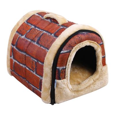 China Wholesale High Quality Viable Dual Use Pet Houses Indoor Plush Brick House Kennel On Hot Sale for sale