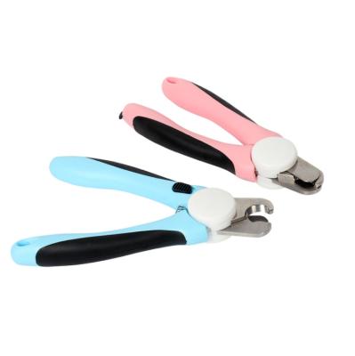 China Viable Professional Dog Nail Cutter Stainless Cat Nail Blades Pet Grooming Scissors Tool With Safe Guard for sale