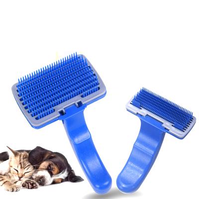 China Viable Supplies Wholesale Pet Cat Dog Push Hair Brush Self Cleaning Dog Cleaning Grooming Brush Clean Up Products Plastic for sale