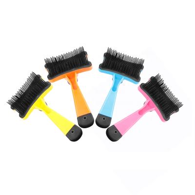 China Custom Viable Hot Sale Pet Supplies Cleaning Comb Self Cleaning Slicker Grooming Combs Dog Hair Brush Clean Up Products Plastic Brushes for sale