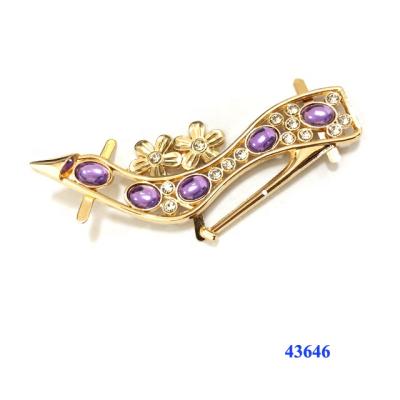 China Shoe Buckle High Heels Shape Diamonds Zinc Alloy Shoe Buckles Ornament For Ladies for sale