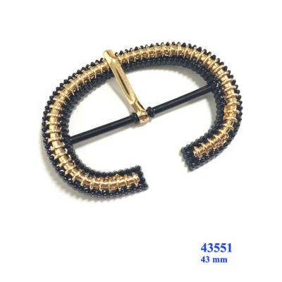 China Shoe Buckle Fashion Gold Color And Black Metal Painted Pin Buckle For Ladies Shoes for sale