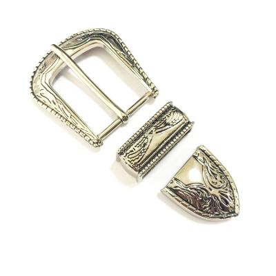 China Silver Engraved Western Mens Antique Belt Buckle Metal Belt Buckle Set 32 ​​Mm for sale