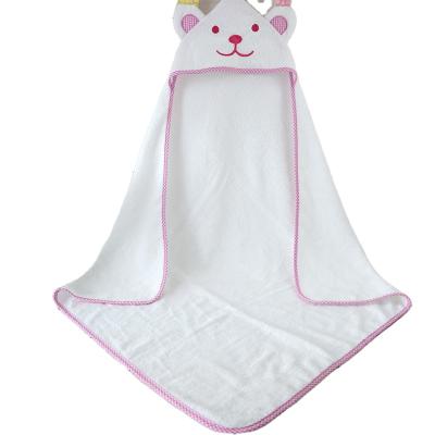 China 500gsm Baby Towel Fabric 500gsm Premium Soft White Single Hooded Towel Eco-Friendly 100% Cotton Baby Bath Towel for sale