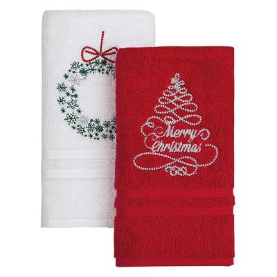 China Wholesale 100% Cotton Christmas Terry Towel Embroidery Logo Eco-friendly Hand Towel For Couples for sale