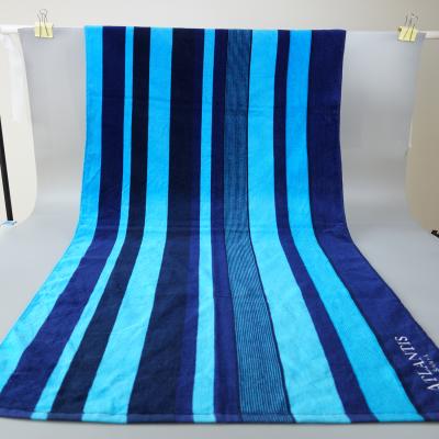 China Wholesale 100 Cotton Thick Custom Beach Towel Printing Blue Stripe Bath Towel Eco - Friendly for sale