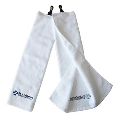 China Wholesale 100% Cotton Eco-friendly 15*21 Inches White Golf Towel With Embroidery Logo for sale