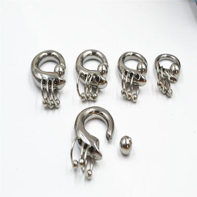 China 316 Stainless Steel Adult Big Size Spring 3 Beads Rings CBR Captive Monster Ear Plug Body Piercing for sale