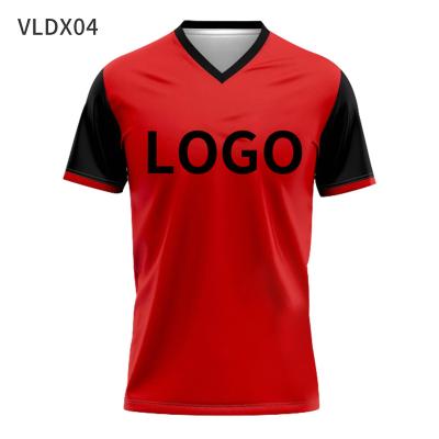 China Shirts & Tops Custom Design Rugby Training Jersey Club Football Uniform Name And Number Red V-Neck Soccer Jersey VLDX04 for sale