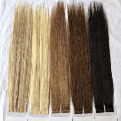 China Silky Straight Straight Wave Black Color 40 PCs Per Wholesale Price Raw Indian Remy Hair Extension Bundle Tape Temple Hair for sale