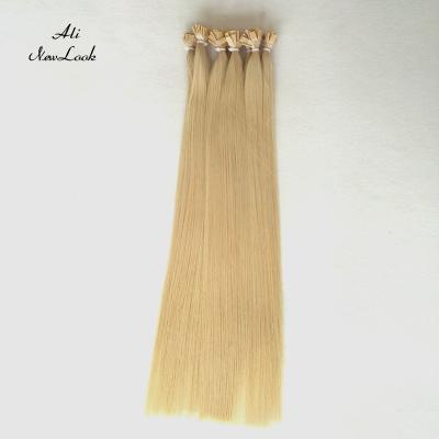 China Silky straight wave 1g per strand full cuticle lined straight hair russian light blonde color flat tip hair extension for sale