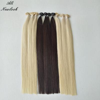 China Silky Straight Wave Cuticle Aligned Quality Russian Keratin Flat Hair Tip Hair Extension for sale