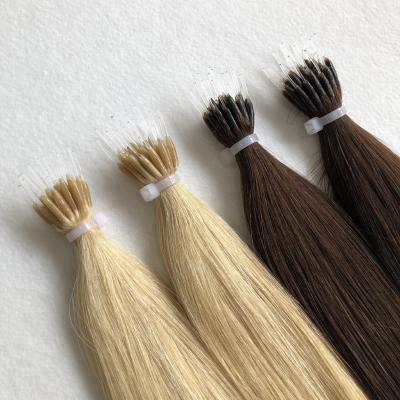 China New Products European Remy Blonde Silky Straight Ash Blonde Hard Plastic Wave Ring Hair Nano Hair Extension for sale