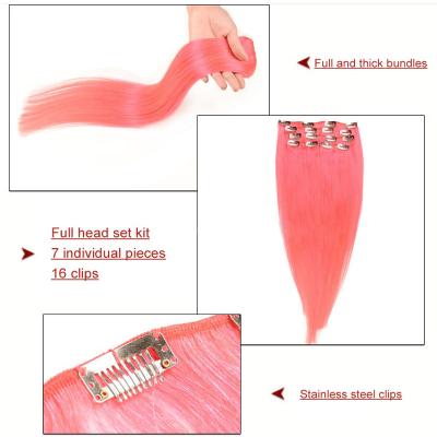 China New-look Silky Straight Wave Brazilian Rose 7pcs Full Head Hair Clip In Highlight Hair Extensions for sale