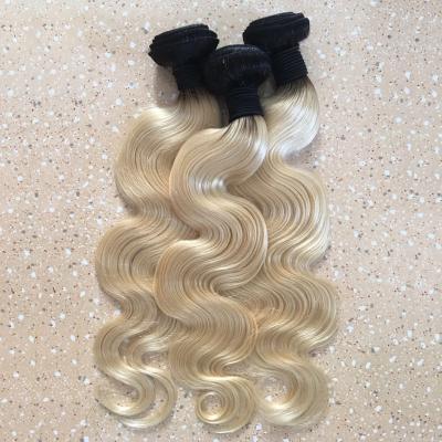 China Young Lady T1b613 Ombre Blonde Virgin Human Hair Body Wave Brazilian Virgin Hair Extensions Intestine Directly Wholesale With Stock for sale