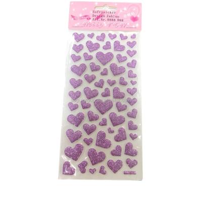 China Purple New DIY Art Self Adhesive Glitter Bling Heart-Shaped Sticker Glitter Sticker Glitter Sticker Style Customization For Scrapbook Decoration for sale