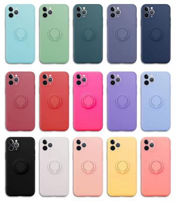 China Anti-fingerprint Microfiber Soft TPU Kickstand Ring Holder Phone Case For iPhone 12 Case for sale