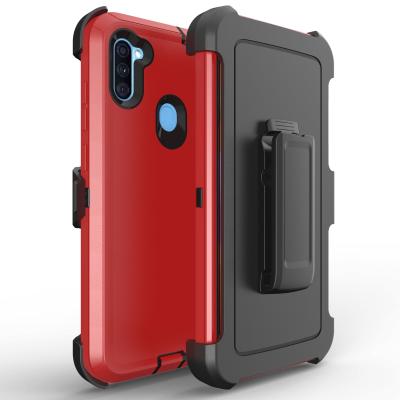 China Shockproof Hard Protector Cover Phone Case For Samsung A11 Durable Case With Belt Clip TPU PC Robot Combo Mobile Phone Cover for sale