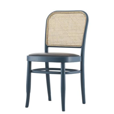 China Modern Nordic Style Hoffman Rattan Back Upholstered Seat Beech Wood Cane Dining Chair for sale