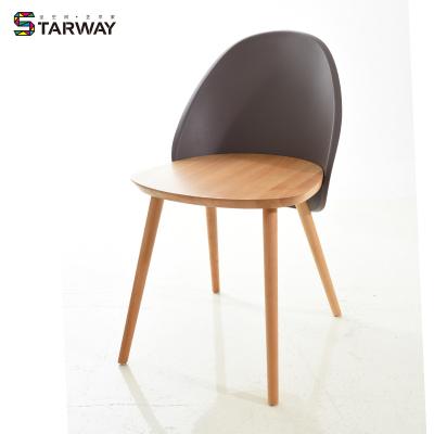 China Wholesale Custom Modern PP Modern Plastic Back Wooden Restaurant Dining Chair for sale