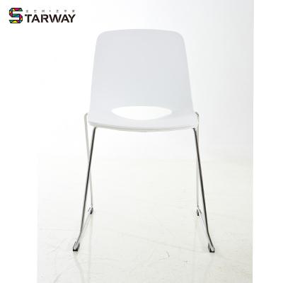 China Wholesale UNDETERMINED Custom Nordic Designer Armless Plastic Restaurant Dining Chairs Modern Iron Leg for sale