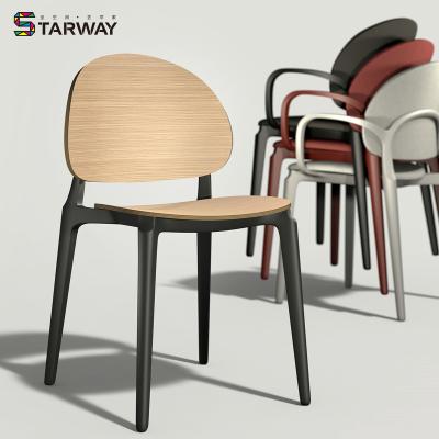 China Wholesale Modern Furniture Dining Chairs Cafe Chairs Single Armrestless Plastic Plywood Dining Chair for sale