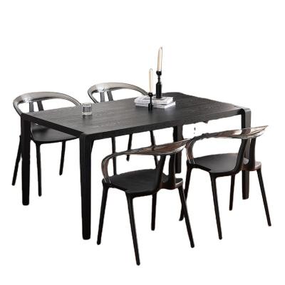 China Wholesale Modern STARWAY Dining Table Set 4 Chairs Stackable Plastic Dining Chair With Arms for sale