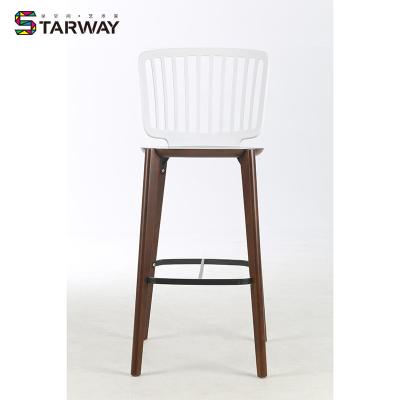 China Modern Wholesale Stools Bar Chairs Kitchen Wood Leg Plastic Back Bar Chair for sale