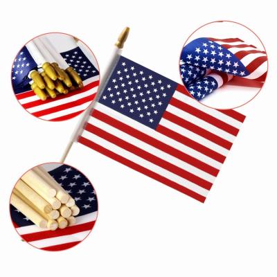 China Health care institutes wholesale high quality national 100% country customized outdoor hand flag usa polyester silk screen printing american hand flag for sale