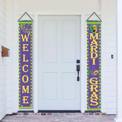 China Home Mardi Gras Masquerade Bead Fleur De Lis Porch Sign, Holiday Banner Health Care Institutes Hanging Flag for Yard Indoor Outdoor for sale