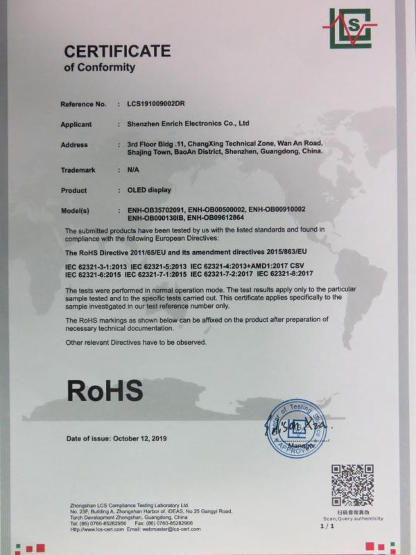 RoHS - Shenzhen Enrich Electronics Co., Ltd.