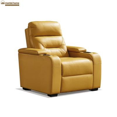 China Functional Sofa Set Yellow Genuine Leather Sofa Set Home Theater Sofa (Size) Adjustable Design Montel 2020 New for sale