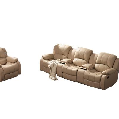 China (Size) 4 seater adjustable genuine leather home theater recliner sofa set for sale