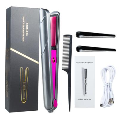 China Adjustable Portable Tourmaline Rechargeable Hair Straightener Adjustable Portable Tourmaline Heat Settings Heat Cordless Hair Straightener for sale