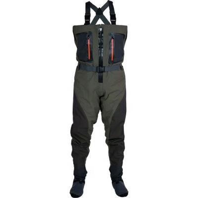 China 100% Waterproof Great Quality Men's Breathable Stockingfoot Chest waders Fishing Wader Suit with Wading belt for sale