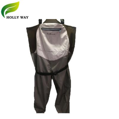 China 3-layer fabric for full body breathable fishing wader suit with neoprene socks from China for sale