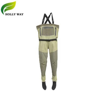 China 100% Waterproof Mens Breathable Zipped Waders With Neoprene Socks for sale