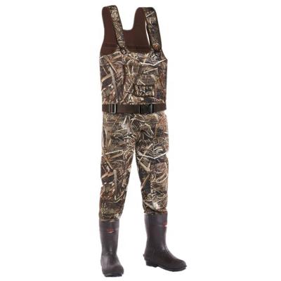 China 100% Warm Waterproof And Camouflage Chest Hunting Neoprene Camouflage Wader With Rubber Boots From China for sale