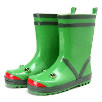 China Little Boys Waterproof Green Frog Eyes Design Rubber Rain Boots Toddler 5 for sale