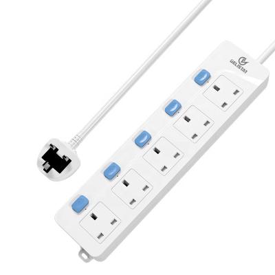 China Household Safety Protection 2m 5ways 5switch Extension Wire British Electrical Socket Residential / Multi-Purpose Power Strip for sale