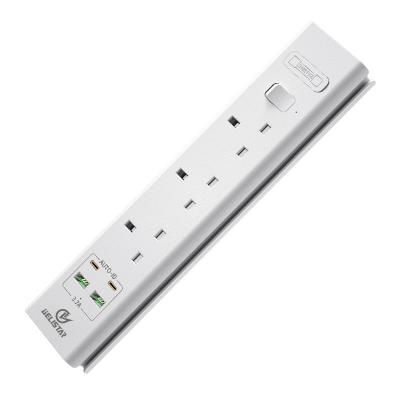 China Type 4 Way Residential/General Purpose British Standard 3.7A 2 Power Strip 2 C Surge Protector Extension Socket Cord Office Electrical USB Left Socket for sale