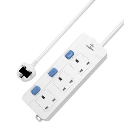 China UK standard power socket residential/general purpose 3way+3switch UK manufacturers fused socket outlet surge protector extension socket for sale