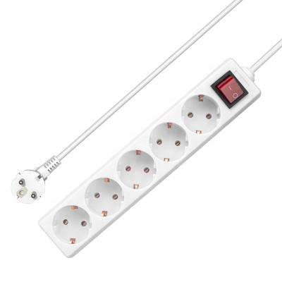 China Residential/General Purpose European Standard 5way Plugs Extension Cord And Wholesale Multi Socket Outlets Switch Yiwu Market Power Strip Eu for sale