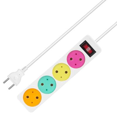 China German Hot Selling Strip Power Eu Socket 4 Way Residential/Multipurpose Eu Socket 3m With Colorful Switch Extentoin Smart Tabletop Socket for sale