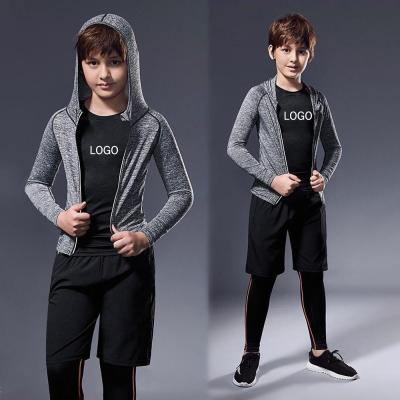 China Hot Sale Breathable Custom Fabric Boy Kids Outdoor Kids Jogging Hiking Wear Suits Quick Dry Long Sleeve Sports Fitness Clothes For Boy for sale