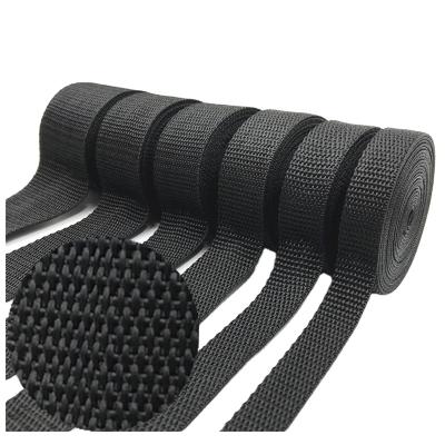 China Viable in stock single webbing 20mm twill polypropylene 25mm 32mm 38mm 50mm for bag strap/seat belt black webbing/dog collar for sale